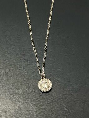 Crystal Halo Pendant Necklace in Silver - Women Jewelry